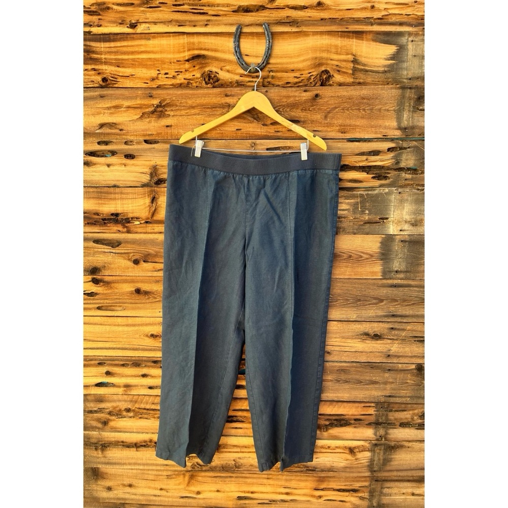 J.JILL | 100% Linen Dark Blue Capris Pants XL
